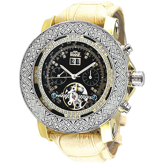 Freeze Mens Diamond Tourbillion Watch  