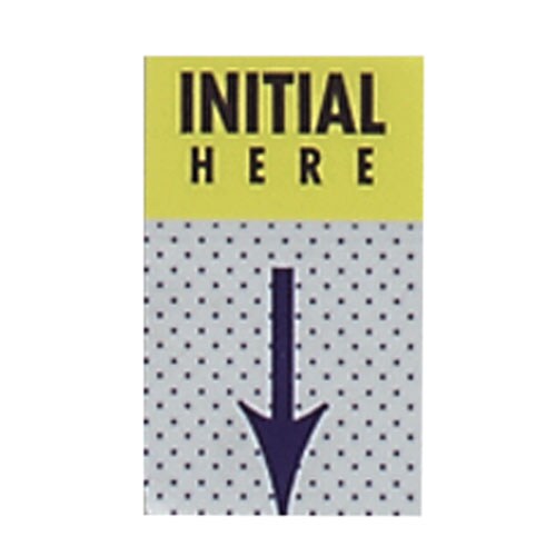 ''Initial Here'' Postit Flags, 1''x17/10'', Yellow (bulk pack of 48