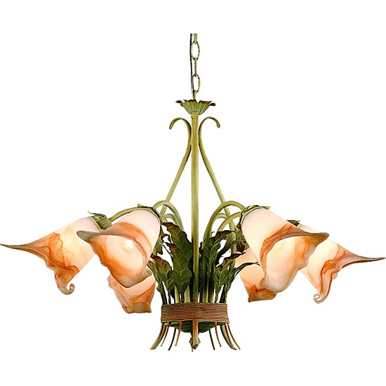 Floral Iron 5 light Chandelier