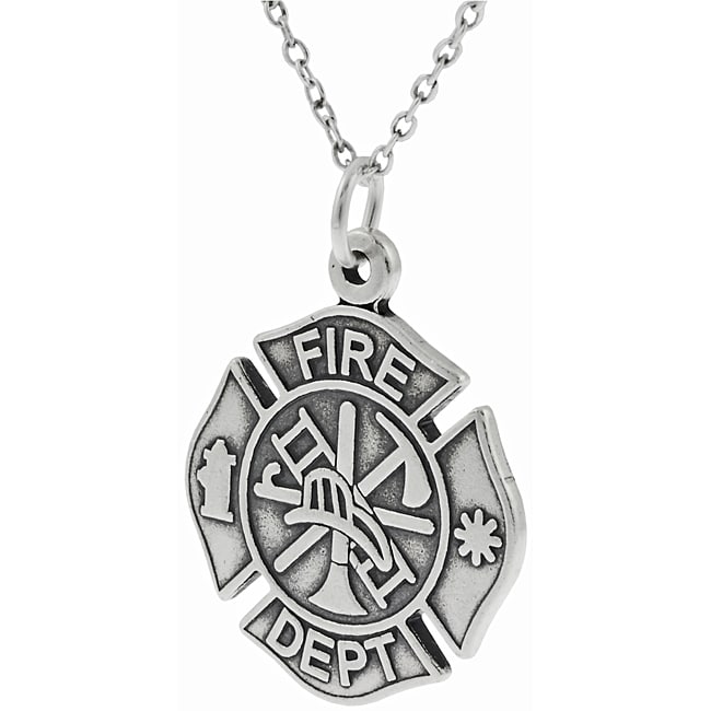 Sterling Silver Fire Dept Symbol Necklace  