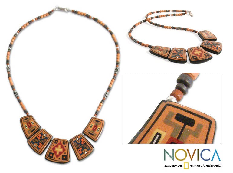 Silver and Ceramic Ancient Secrets Necklace (Peru)  