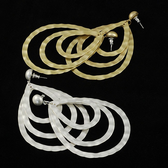 Silvertone and Goldtone Teardrop Earrings  