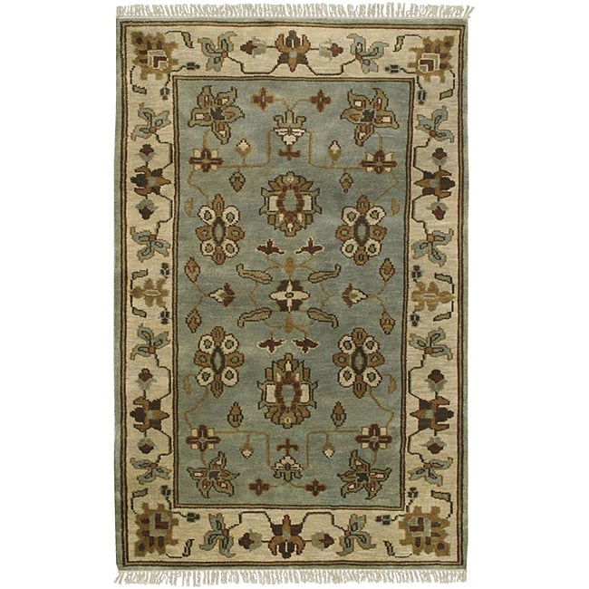 Hand knotted Light Blue Southwestern Park Ave New Zealand Wool Rug (56 X 86) (GreenPattern OrientalMeasures 0.625 inch thickTip We recommend the use of a non skid pad to keep the rug in place on smooth surfaces.All rug sizes are approximate. Due to the 