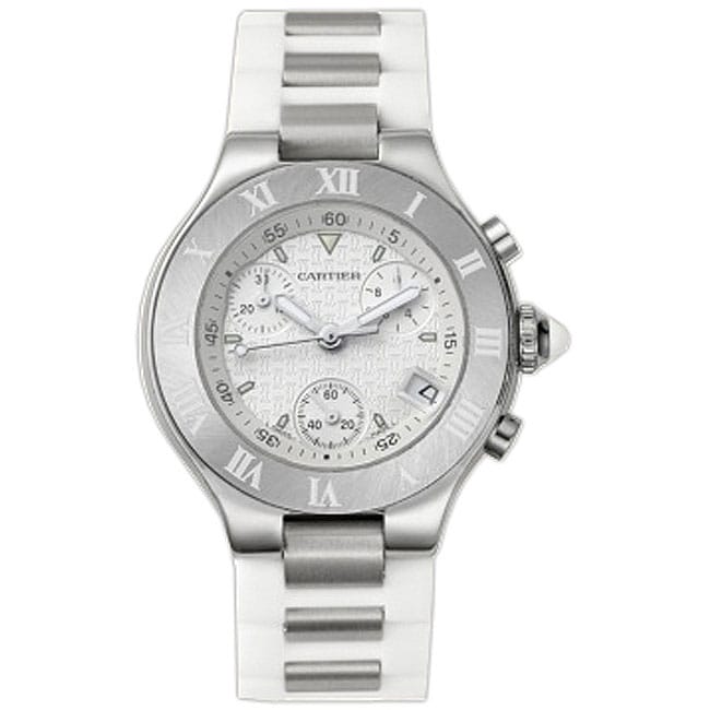 Cartier Womens Must 21 Chronograph White Watch  