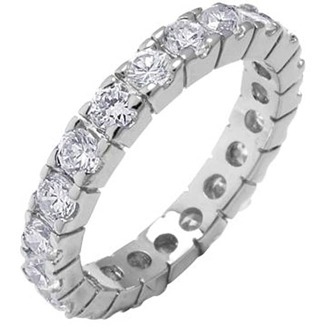 Gold Overlay Stackable Cubic Zirconia Eternity Band Sale $22.49 