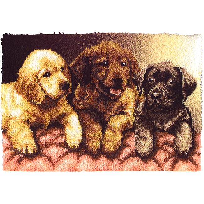 Wonderart Lab Puppies Latch Hook Kit with Illustrated Instructions