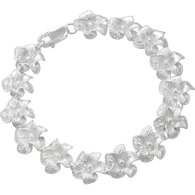 Sterling Silver Plumeria Bracelet  