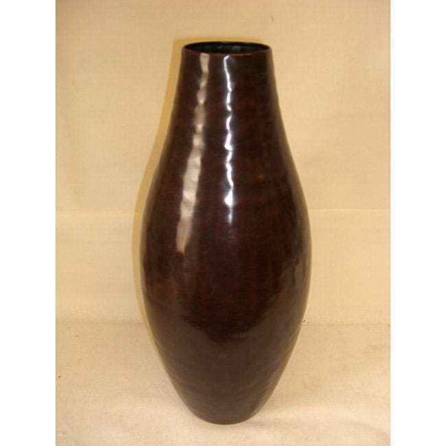 Hammered Dark Brown Metal Vase (Set of 2)  