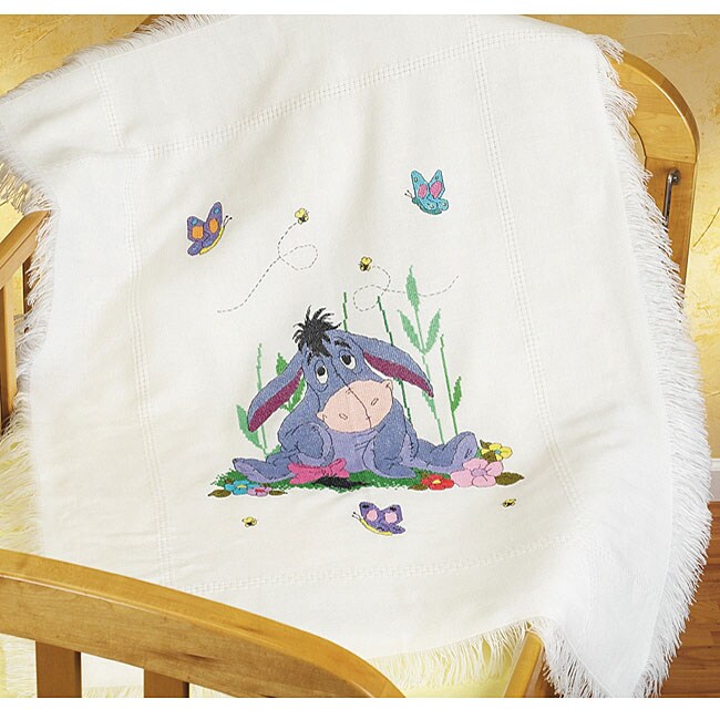 Eeyore and Butterflies Baby Quilt Stamped Cross Stitch Kit ...