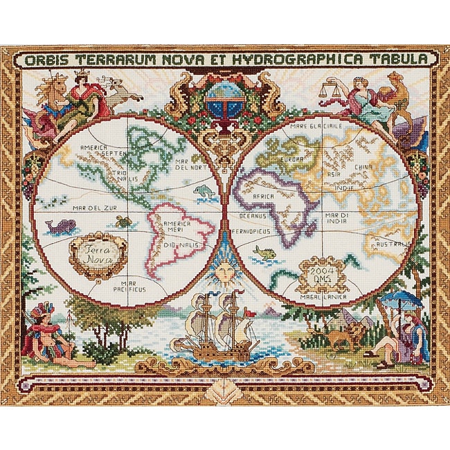 Olde World Map Counted Cross Stitch Kit