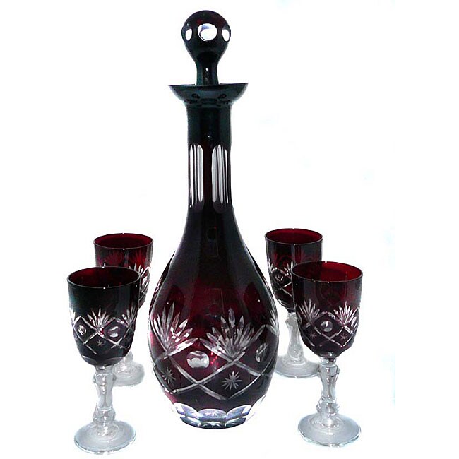 Handcrafted 5 piece Decanter/ Wine Glass Gift Set  