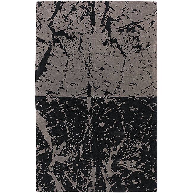 Hand-tufted Black/ Grey Abella Wool Rug (7'9 Round) - multi
