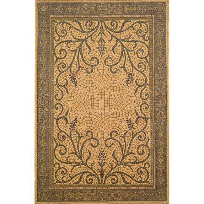 Transitional Patio Mosaic Green Rug (78 x 107)