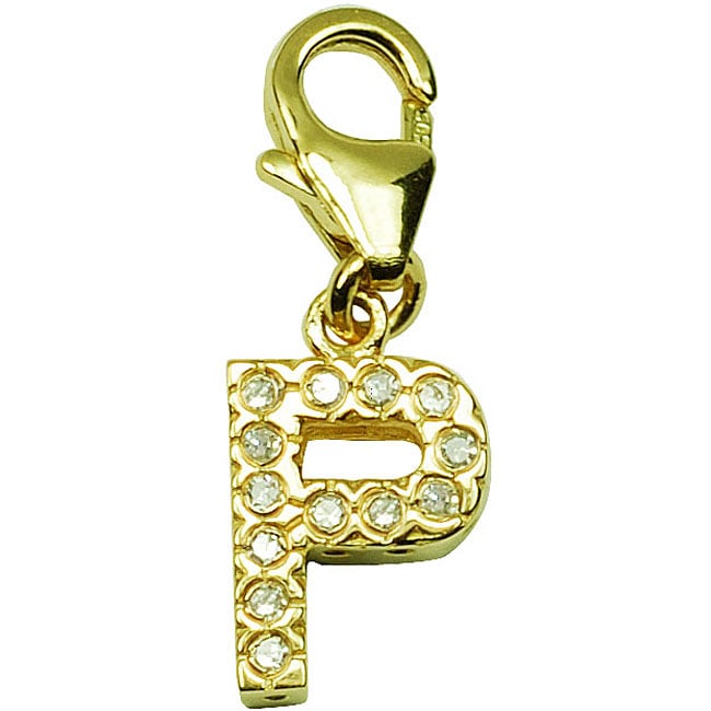 14k Yellow Gold 1/10ct TDW Round cut Diamond Letter P Charm (H I/J