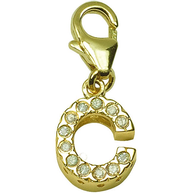 14k Gold 1/10ct TDW Diamond Letter C Charm  