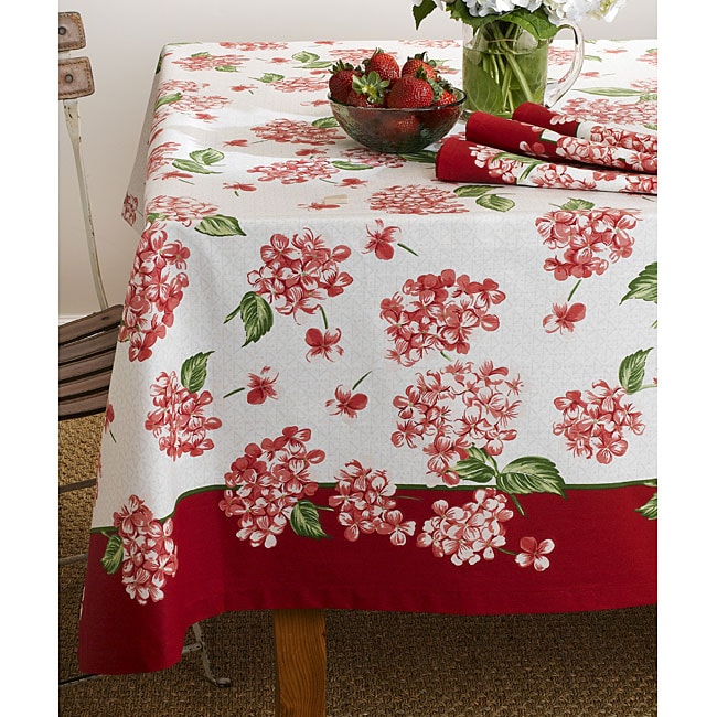 White/ Raspberry Rectangle Table Cloth 70 x 108