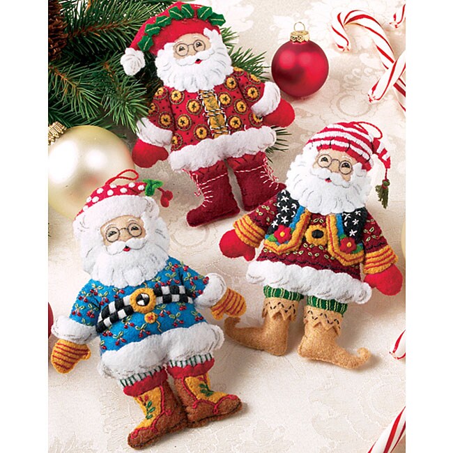 Mary Engelbreit Santa Ornaments Felt Applique Kit  