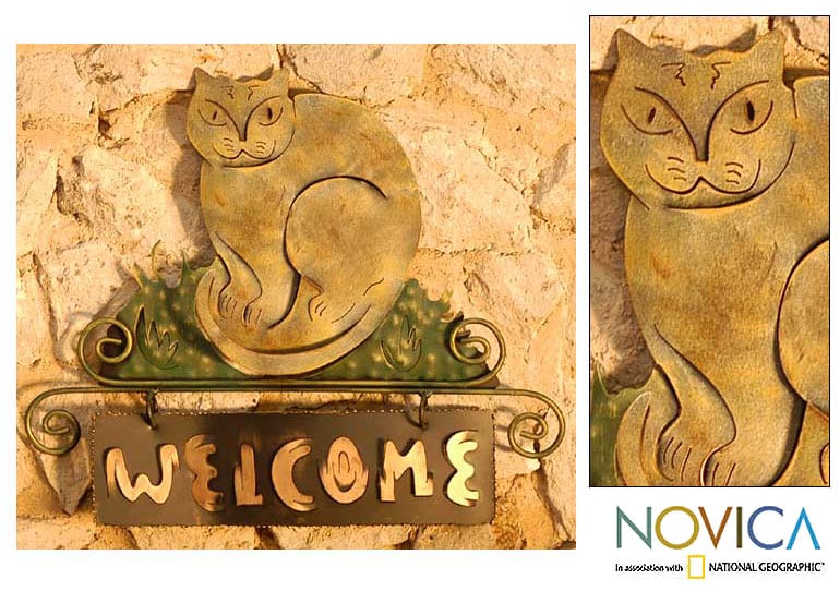 Cat Smiles Welcome Iron Welcome Sign (Mexico)  