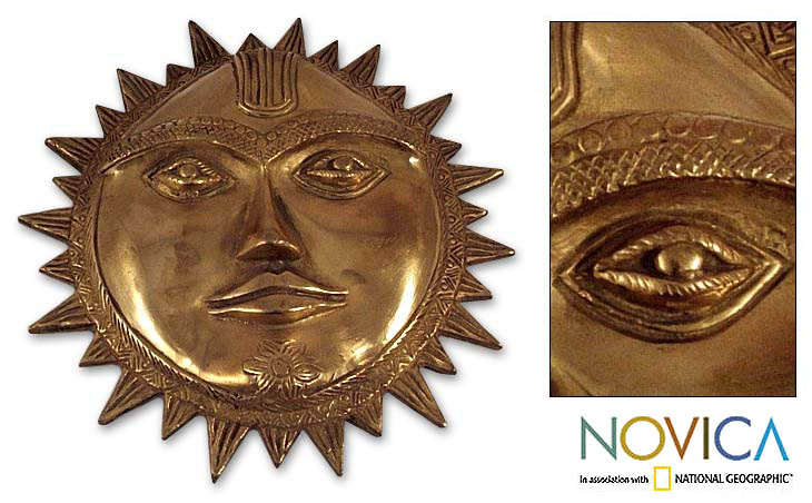 Brass Sun God Mask (India)  