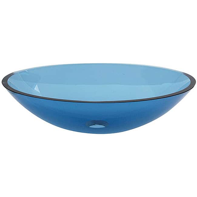 DeNovo Clear Blue Oval Glass Vessel Sink
