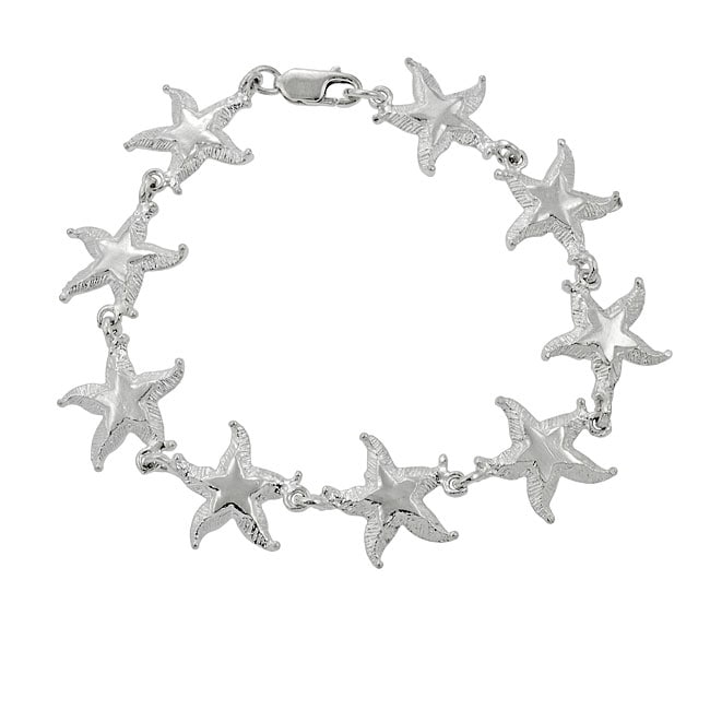 Sterling Silver Starfish Link Bracelet  