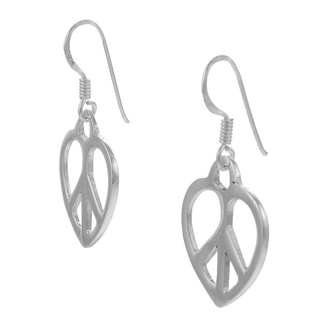 Sterling Silver Heart Peace Sign Earrings  