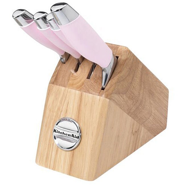 5-Piece Floral Knife Set with Non-Stick Coating Roses Pink )Y