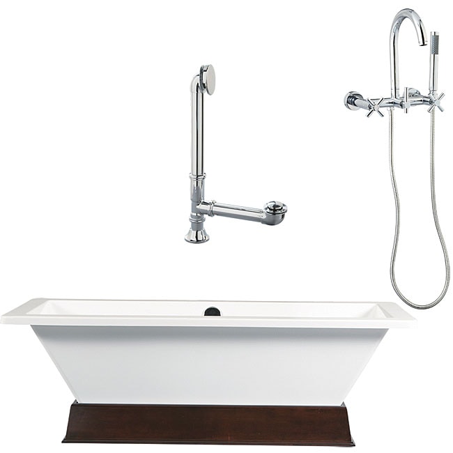 Tella Wood Plinth and Tub with Wall Faucet Package