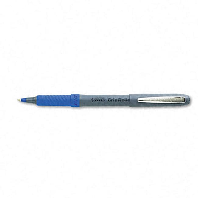 Blue Bic Grip Rollerball Pen With Strong Metal Point (pack Of 12)