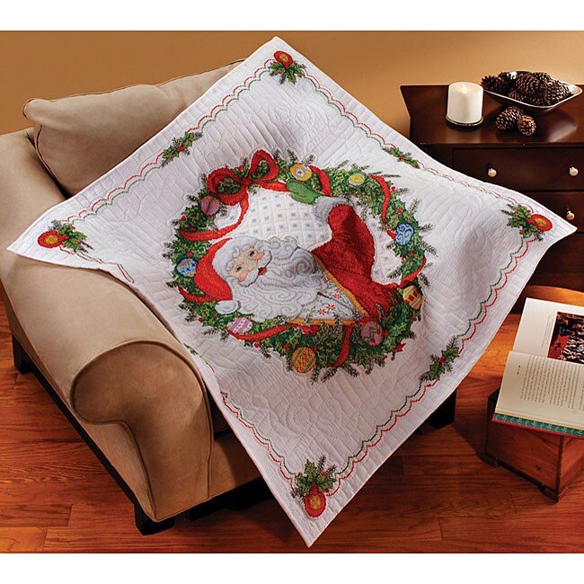 Santa Surprise Lap Quilt Stamped Cross Stitch Kit Free Shipping On