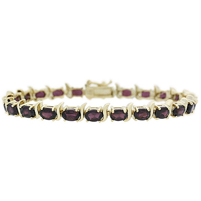 Glitzy Rocks 18k Gold over Sterling Silver Garnet Link Bracelet Today