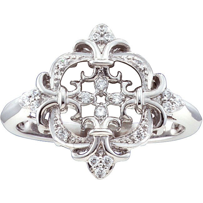 Shop Unending Love Sterling Silver 1/10ct TDW Diamond Fleur de Lis Ring ...