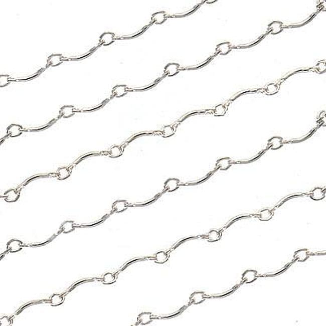 Sterling Silver Curved 7.5 mm Scalloped Bar Chain  