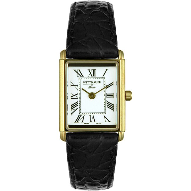 Wittnauer Women's Trieste Black Leather Watch - Overstock Shopping ...