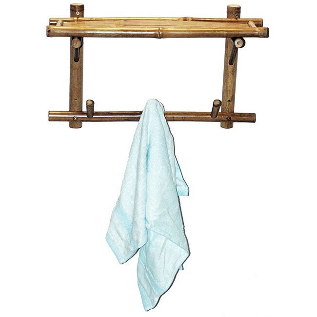 Shop Bamboo Towel Rack with Shelf (Vietnam) Free Shipping Today