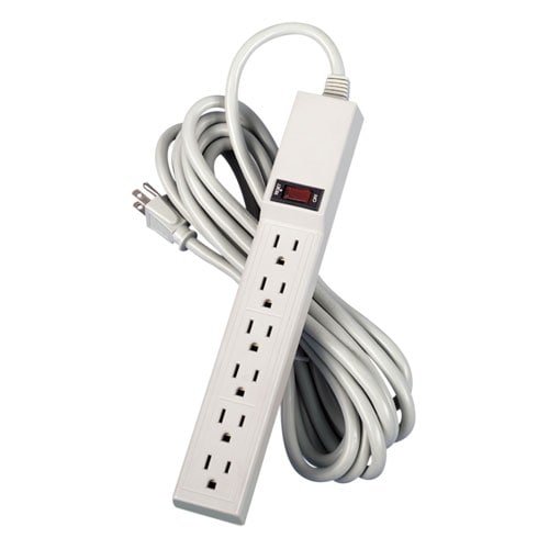   Power Strip, 15 Long Cord, Plastic, Platinum (Each)  