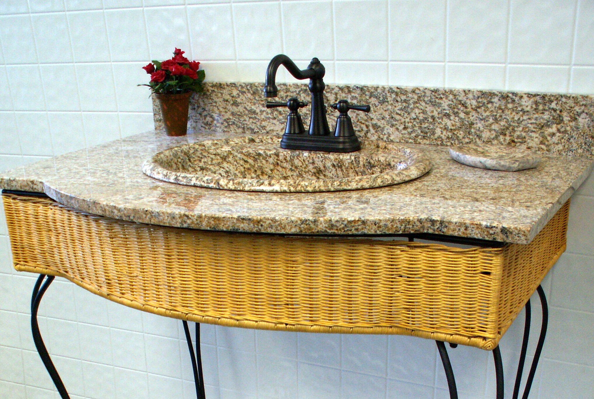 Fontaine Granite Wicker Wrought Iron Vanity Set Bed Bath & Beyond