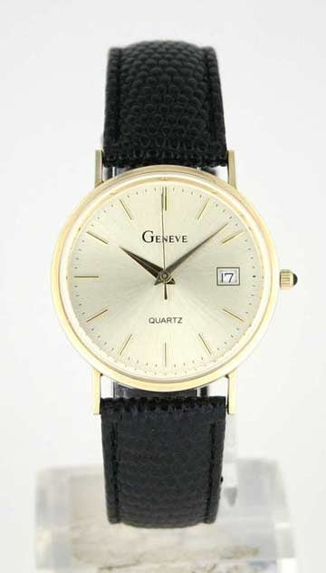 Geneve Men's 14k Solid Gold Watch - Free Shipping Today - Overstock.com