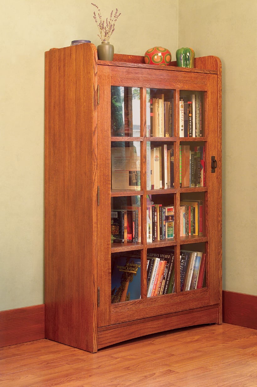 Shop Mission Solid Oak Bookcase With Glass Door Overstock 2440899