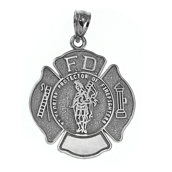 Shop 14k White Gold Fire Department Maltese Cross Charm - Overstock ...