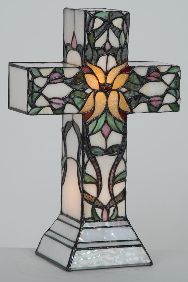 tiffany style cross lamp