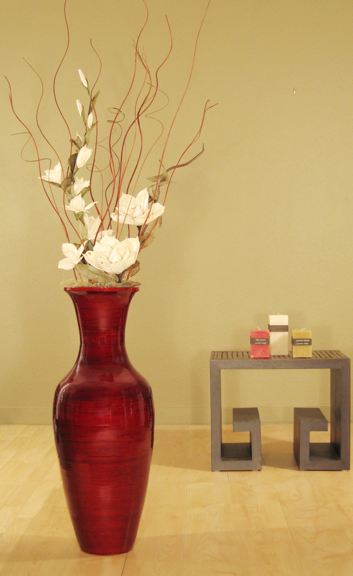 Bamboo Floor Vase and White Magnolias - Free Shipping Today - Overstock