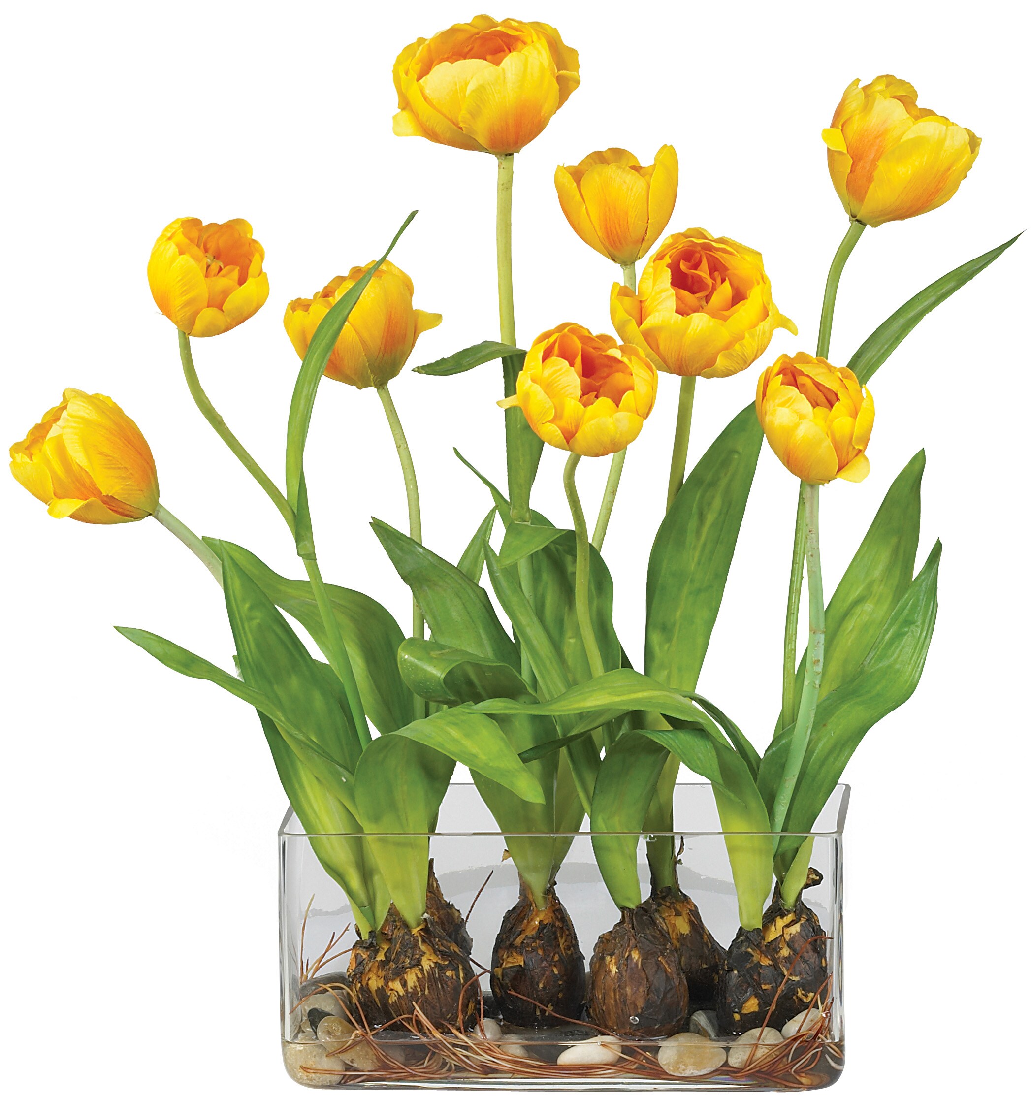 Silk Tulip Arrangement with Rectangle Vase - Bed Bath & Beyond - 3344442