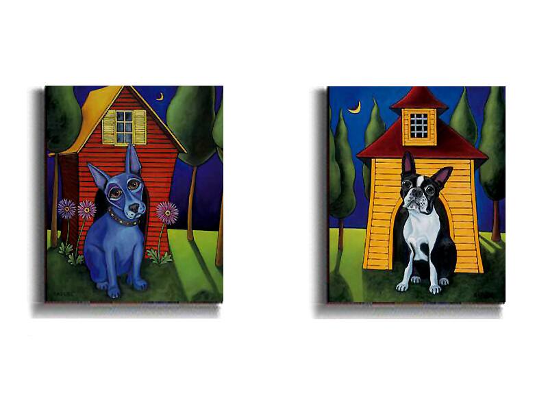 Josephine & Napoleon by Rafuse Canvas Dog Art Set - Bed Bath & Beyond ...