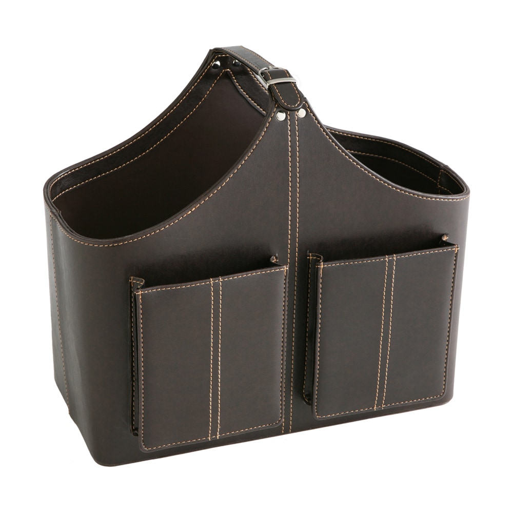 Faux Leather Magazine Basket with Pockets Free Shipping On Orders Over 45