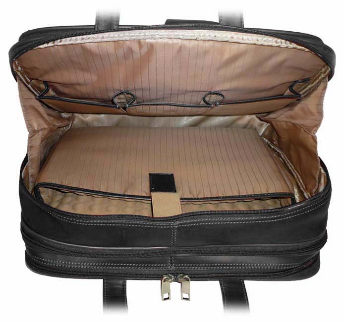 Heritage Black Leather Expandable Portfolio Laptop Briefcase - Free ...