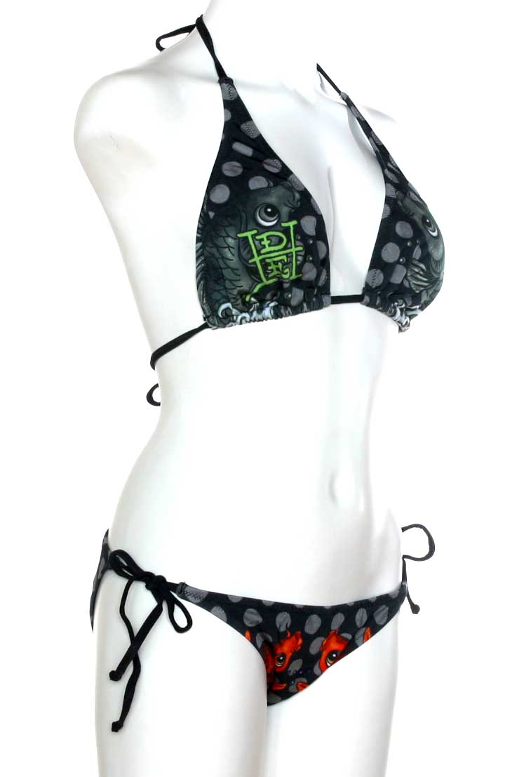 Ed Hardy Women s Black Koi Fish String Bikini