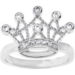 Kate Bissett Silvertone Clear CZ Crown Ring. Opens flyout.