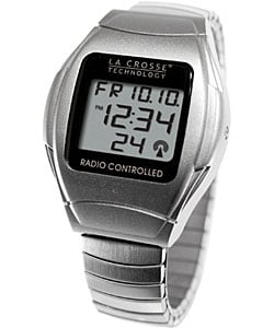 men's digital watch with metal band