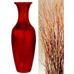 Shop 28 Inch Red Lacquer Floor Vase And Birch Branches Overstock